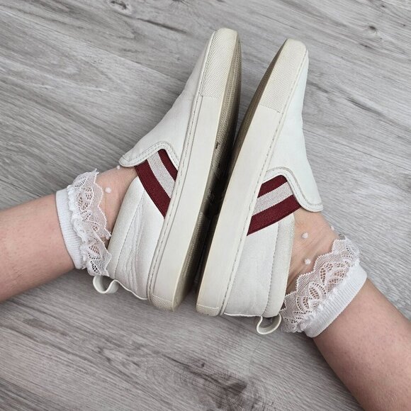 Bally | Henrika Heart Embroidered white leather tennis prep sneakers | WMS 7.5 - Picture 4 of 10